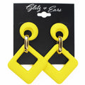 Thick Open Circle & Square Dangling Earrings