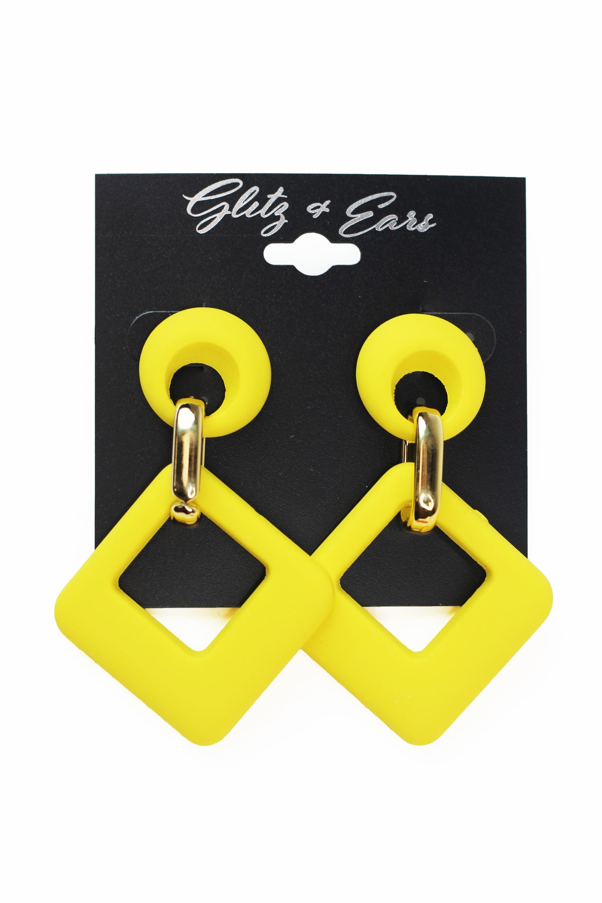 Thick Open Circle &amp; Square Dangling Earrings