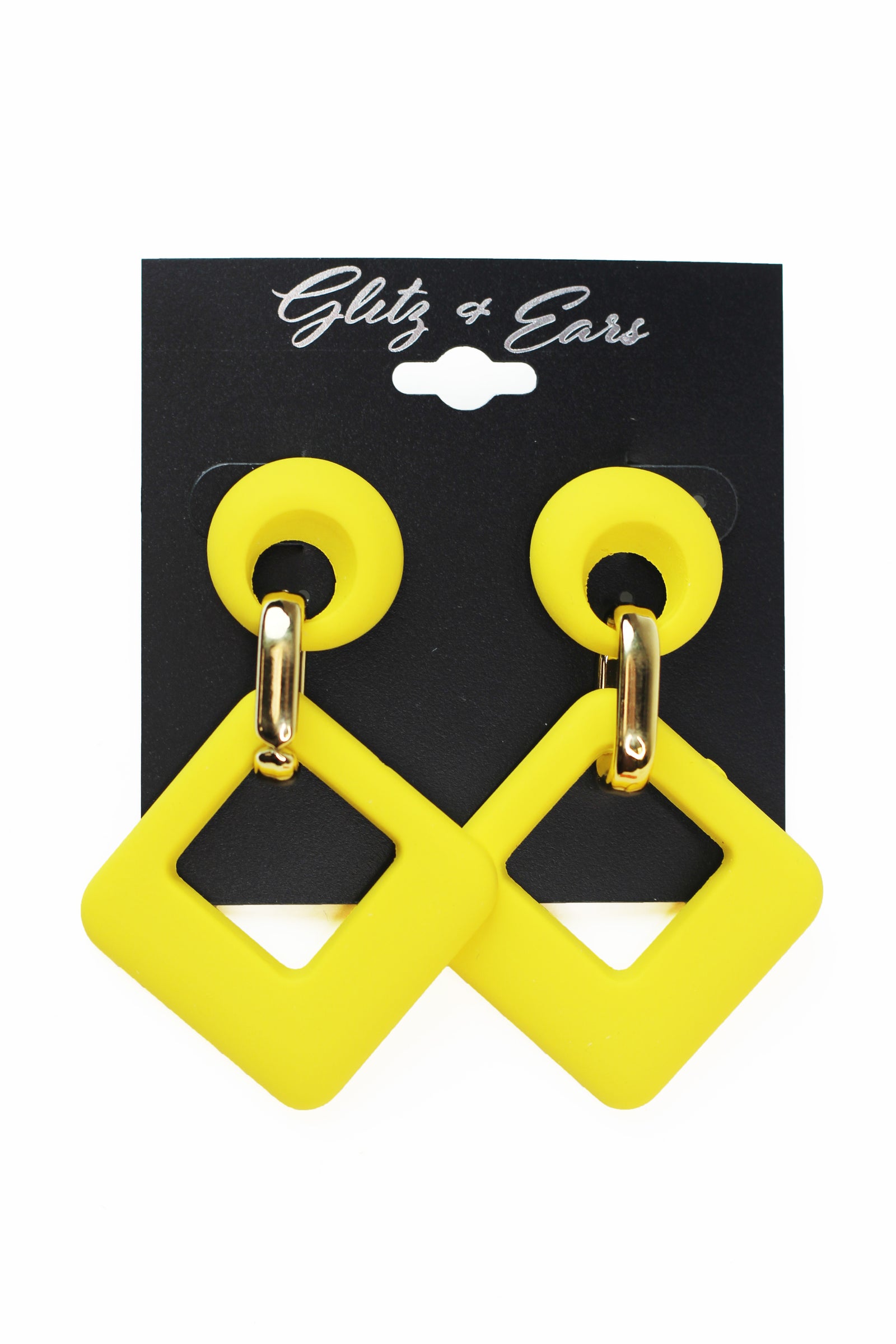 Thick Open Circle & Square Dangling Earrings