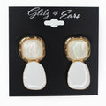Metal Trimmed Square & Oval Dangling Earrings