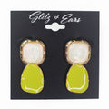 Metal Trimmed Square & Oval Dangling Earrings