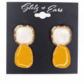 Metal Trimmed Square & Oval Dangling Earrings