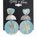 3 Part Clay & Foil Earrings w/ Metal Center