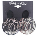 Oval & Metal Lace Circle Earrings