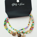 3pc Stretch Beaded Anklets Set w/ Starfish Shell & Tree Charms