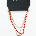3pc Bead & Metal Chain Anklet Set w/ Cherry Charm