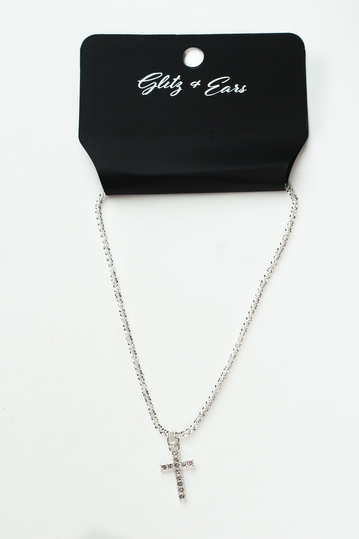 Rope Chain Anklet w/ Rhinestone Cross Charm