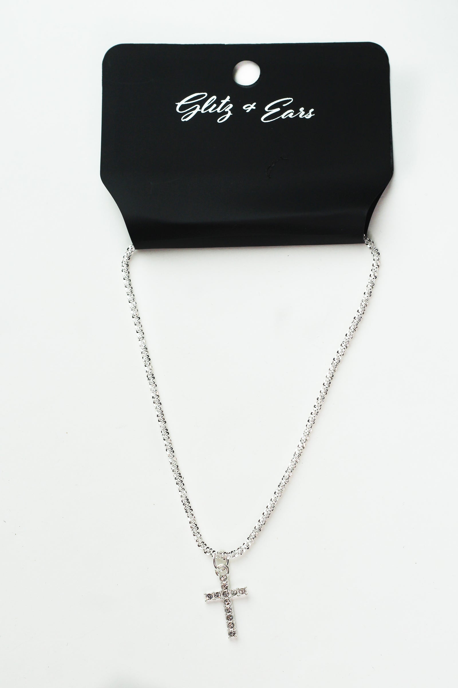Rope Chain Anklet w/ Rhinestone Cross Charm