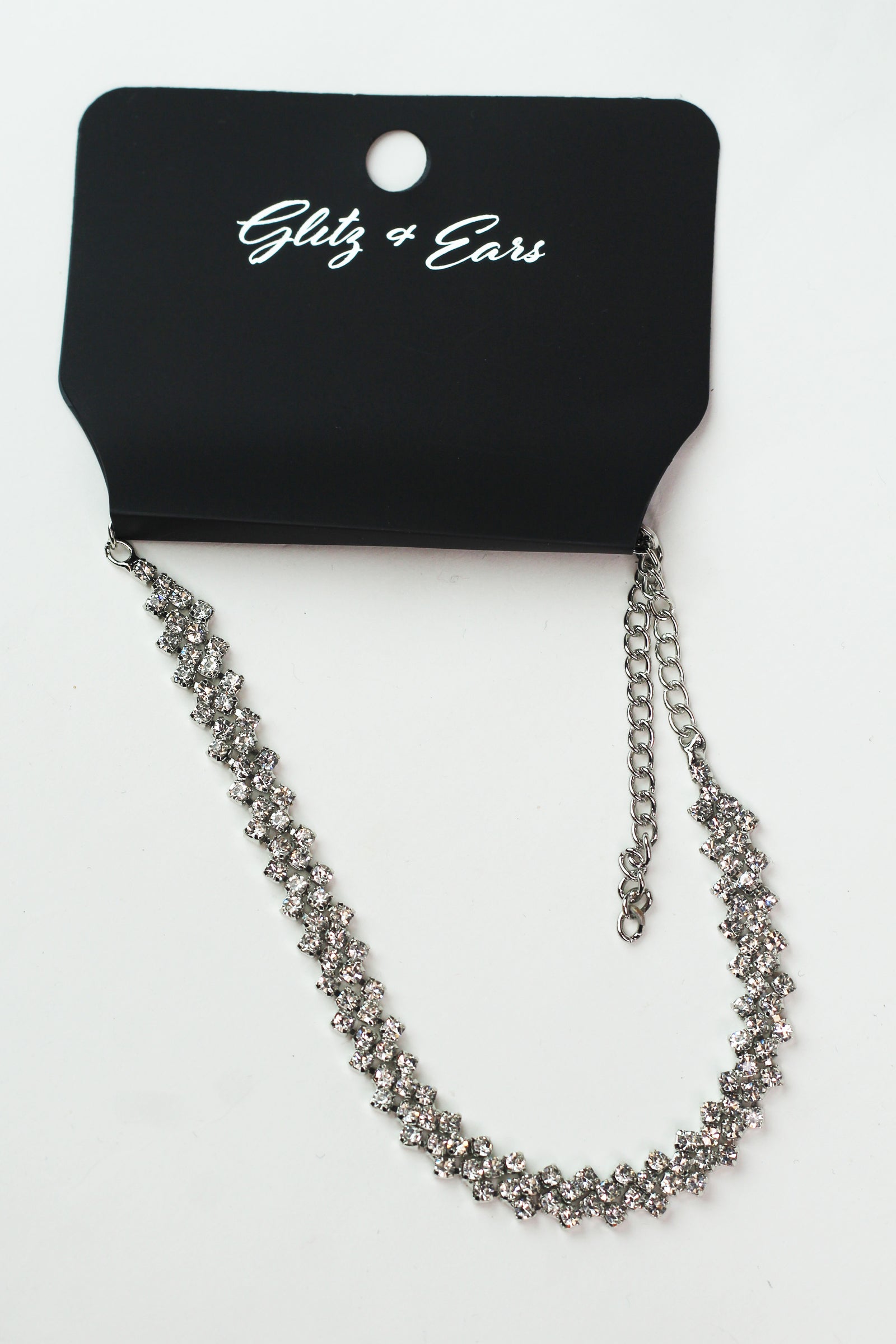 Small Diagonal Rhinestones Anklet