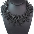 Textured Metal Vines Statement Necklace