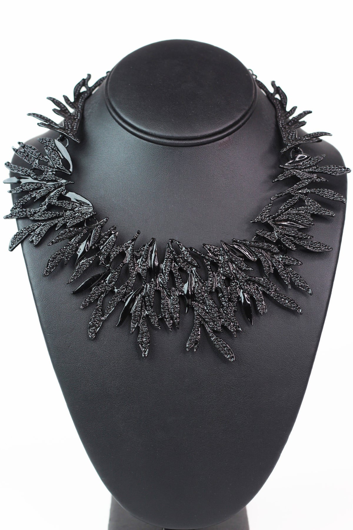 Textured Metal Vines Statement Necklace
