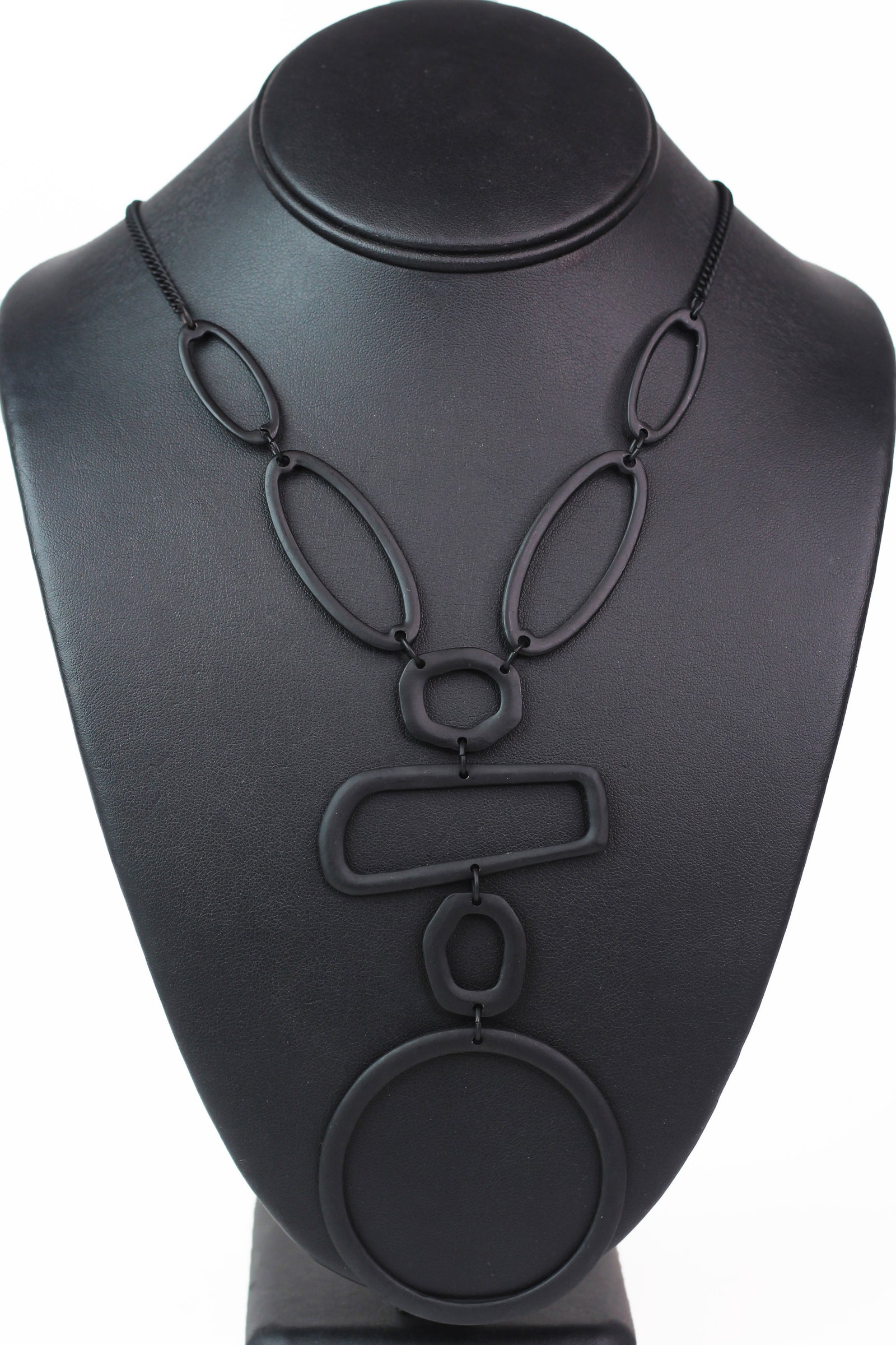 Open Geometric Shapes Matte Statement Necklace