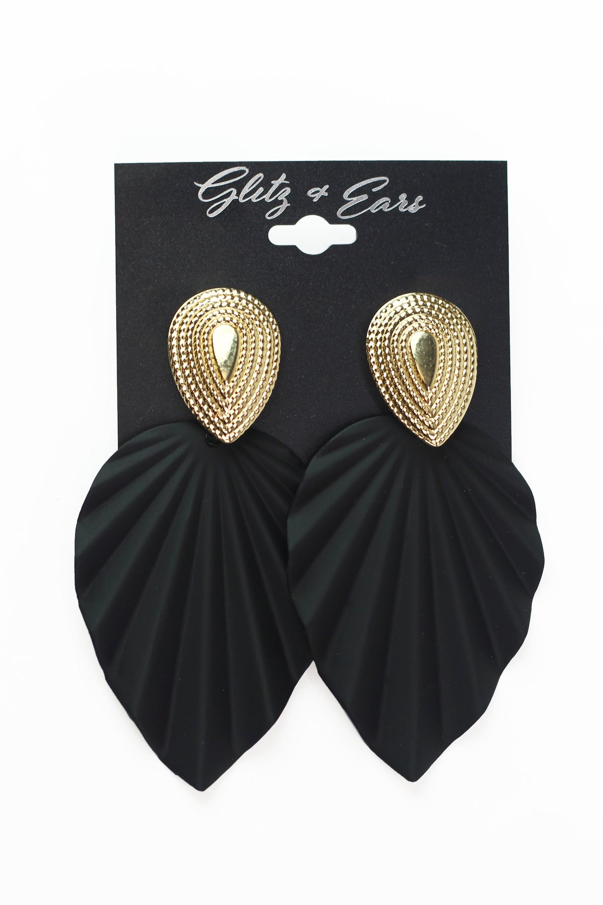 Textured Teardrop &amp; Matte Leaf Earrings