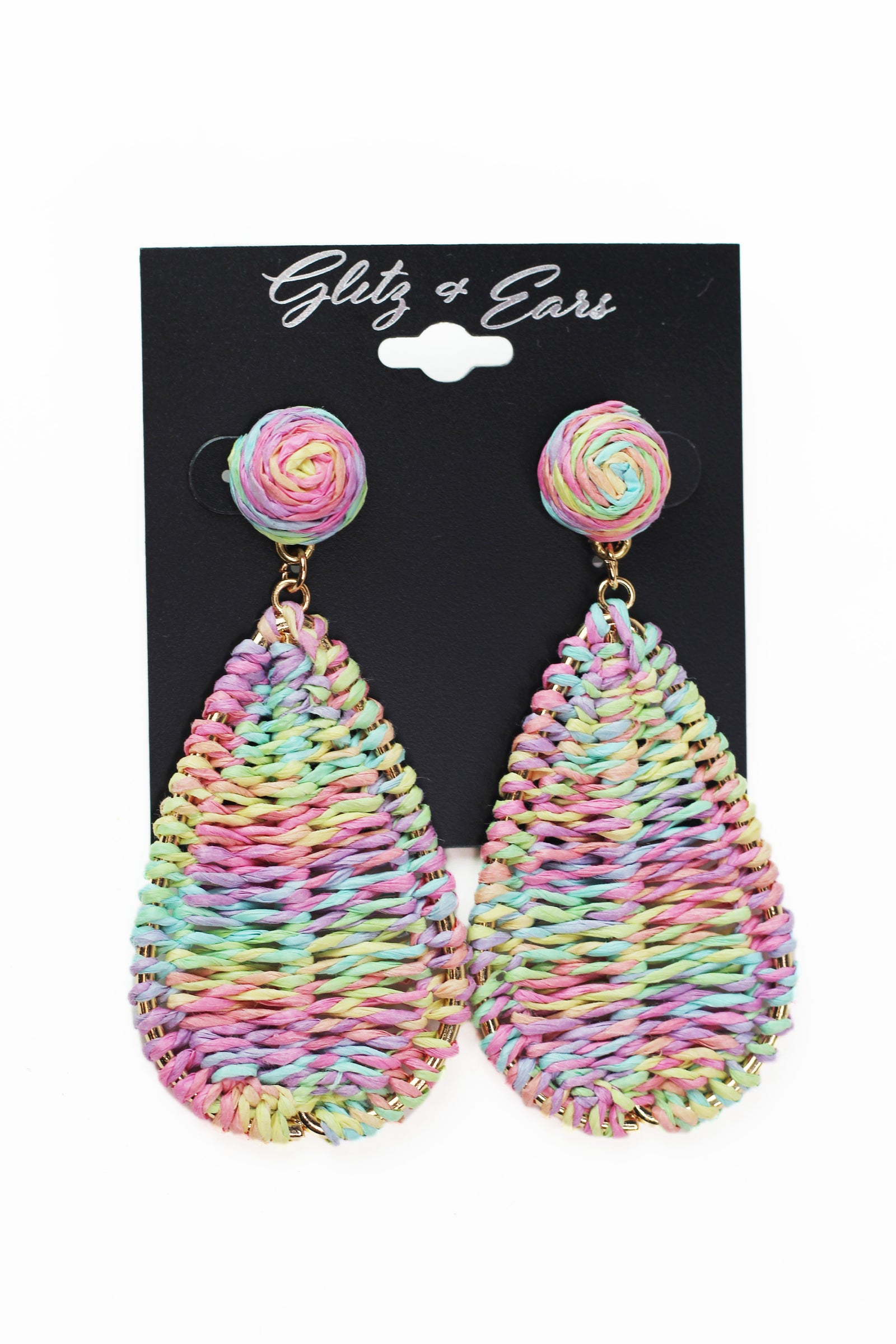Raffia Knot & Dangling Teardrop Earrings
