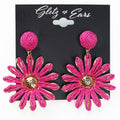 Knot & Dangling Flower Raffia Earrings