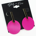 Metal Rectangle & Dangling Circle Earrings