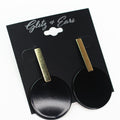 Metal Rectangle & Dangling Circle Earrings