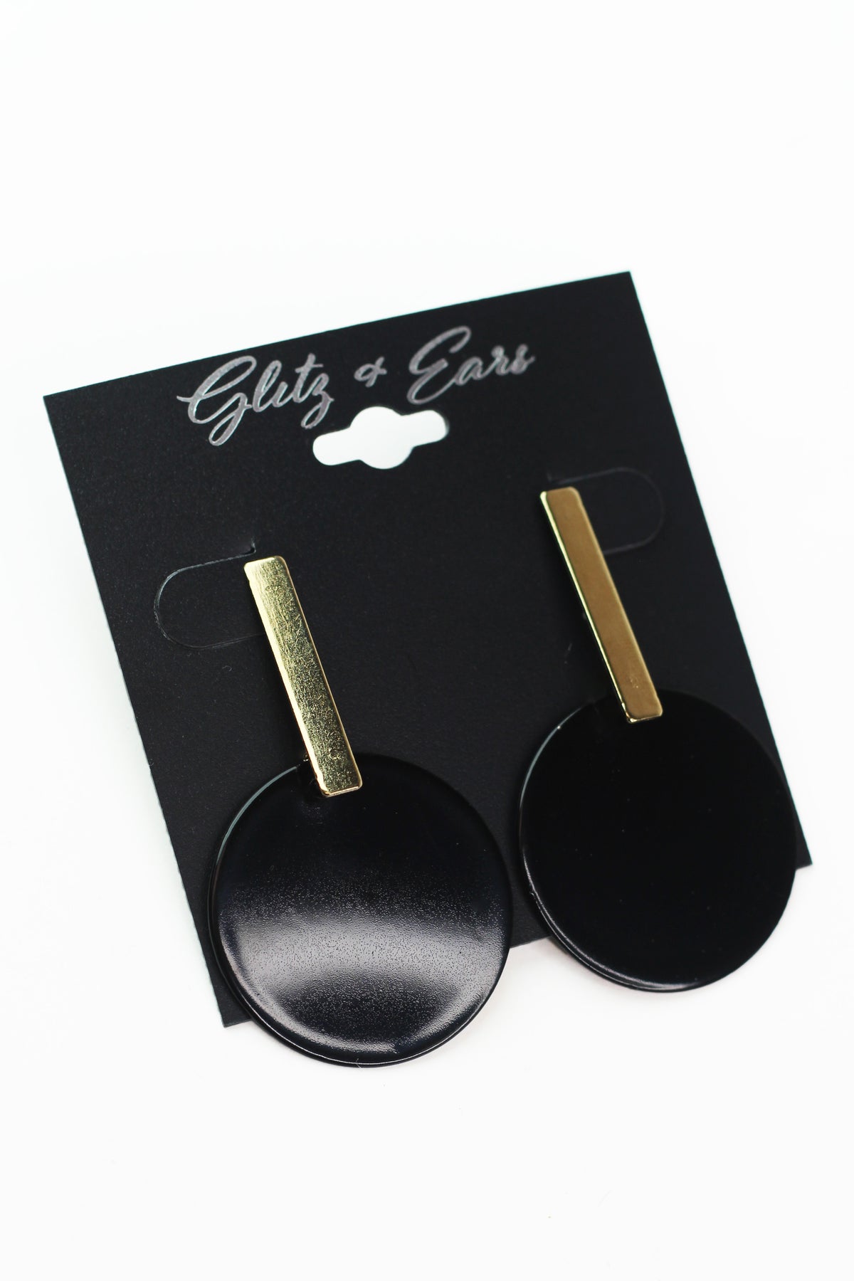 Metal Rectangle &amp; Dangling Circle Earrings