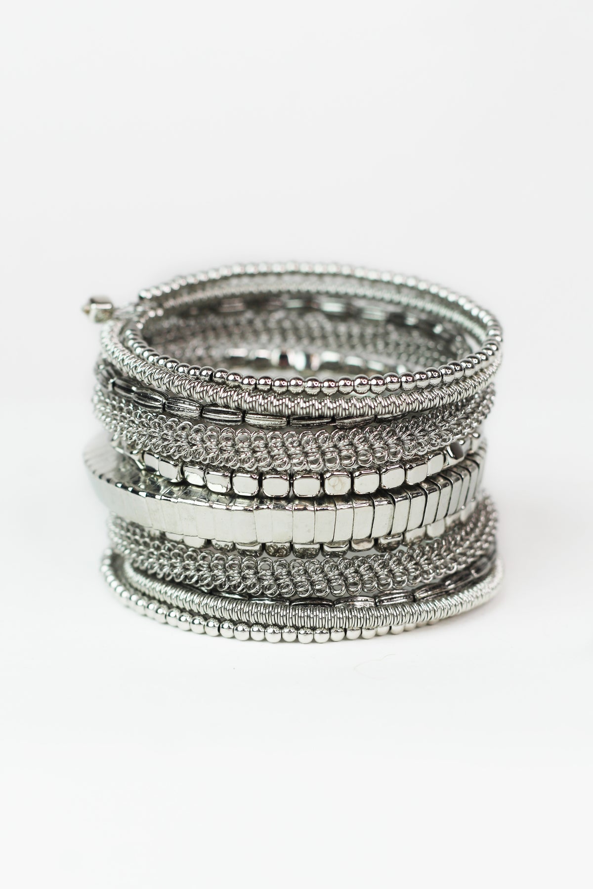 Mixed Beads Multi Layer Coil Bracelet