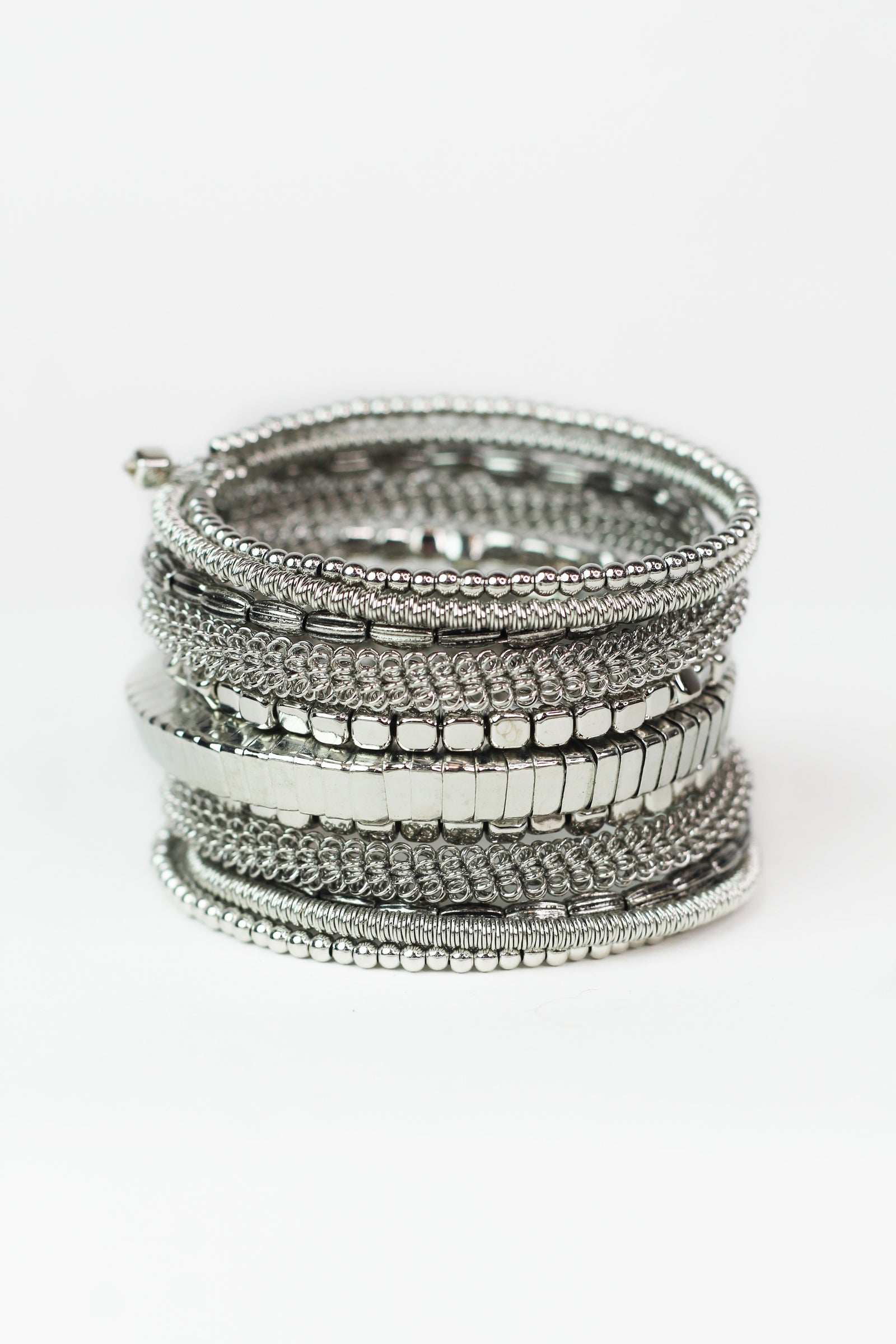 Mixed Beads Multi Layer Coil Bracelet