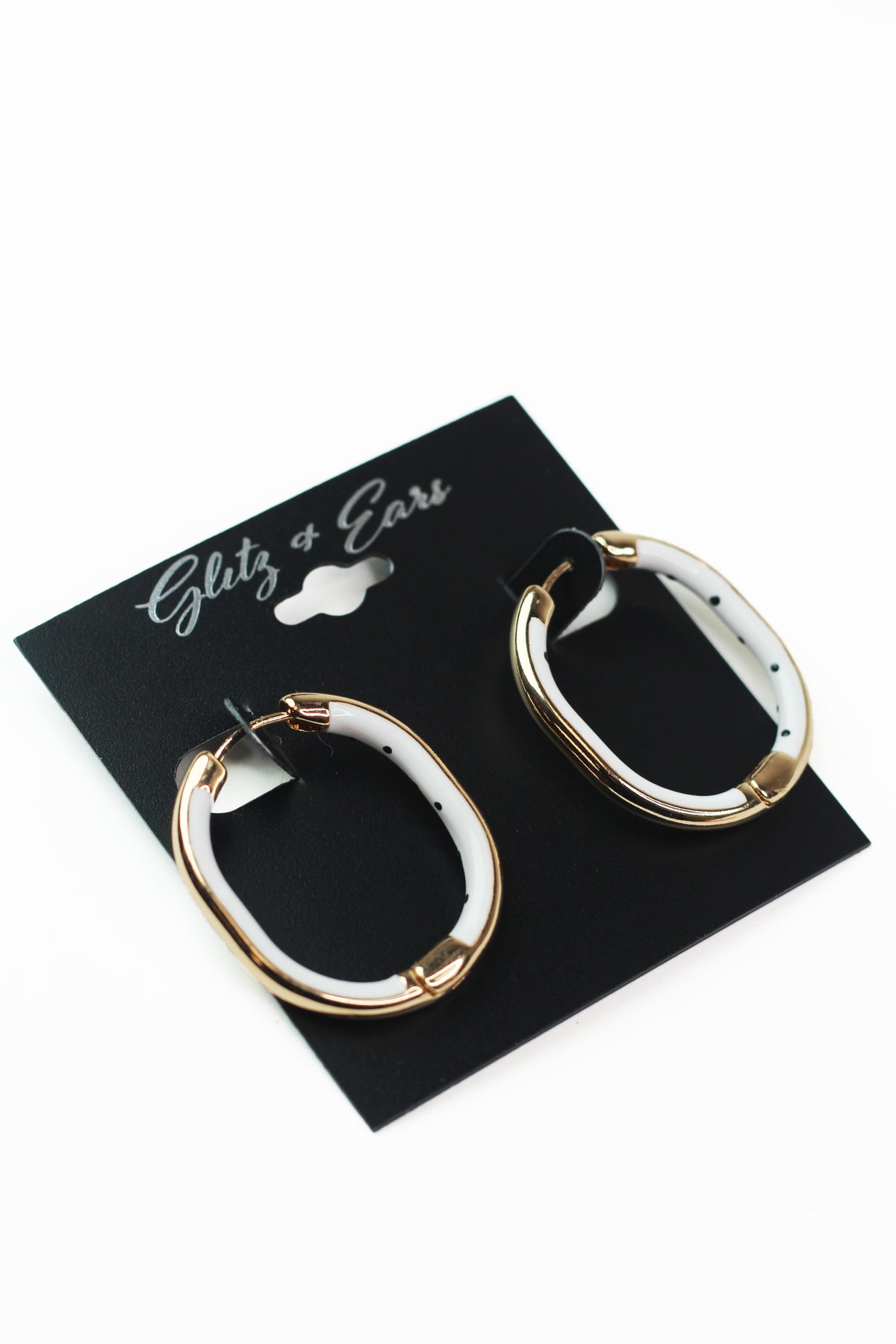 Metal Outer Polka Dot Inner Connected Hoop Earrings