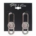 Paperclip Lion Head Earrings w/ Rhinestone Accents