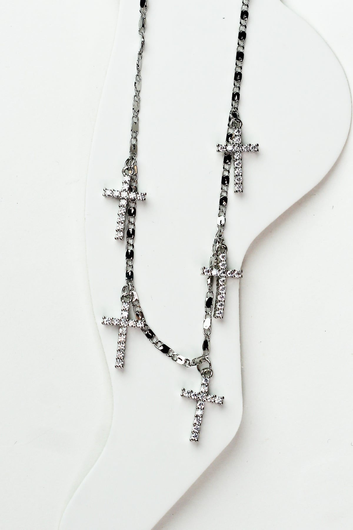Dangling Pave Cross Charms Anklet
