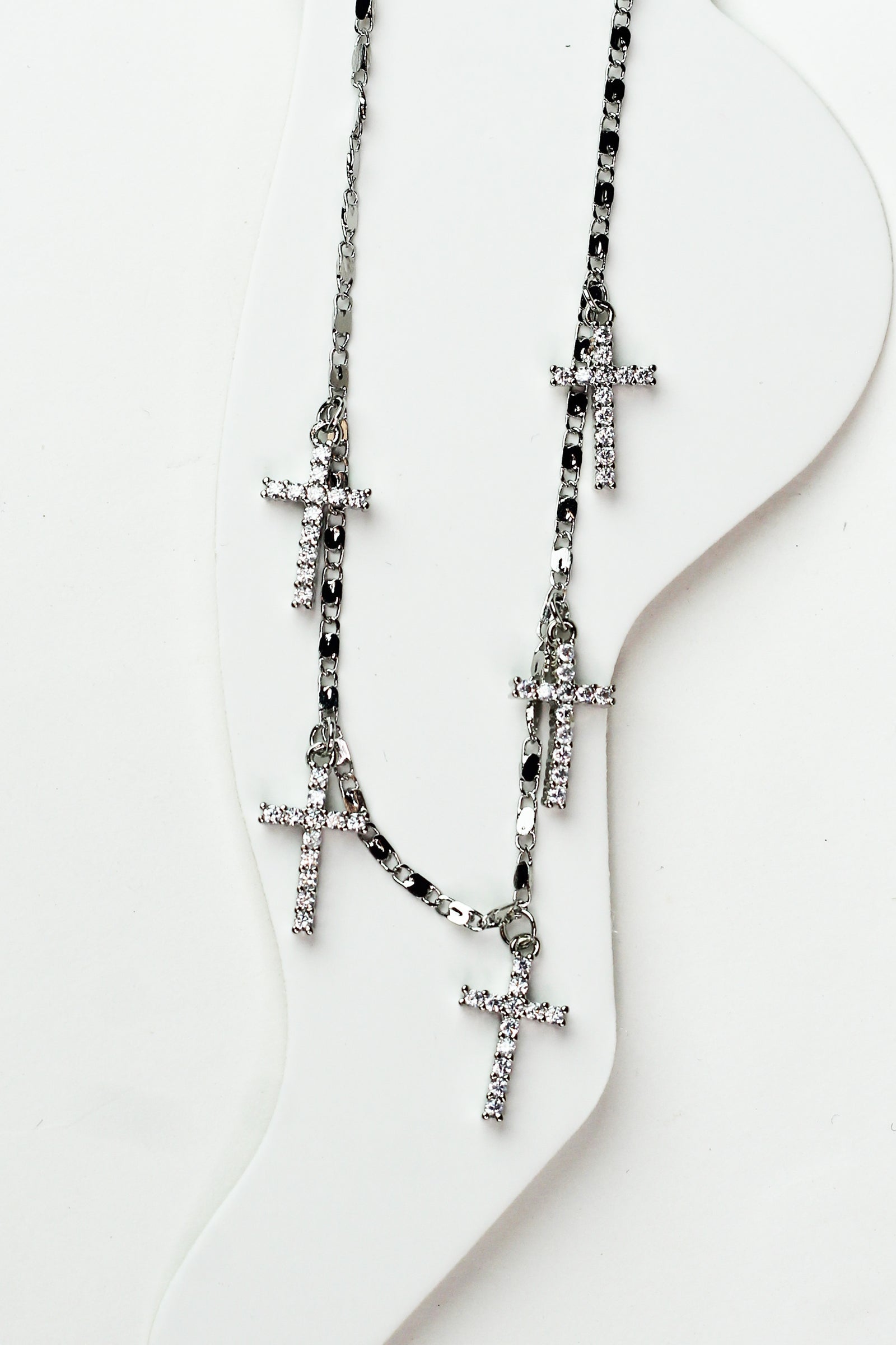 Dangling Pave Cross Charms Anklet