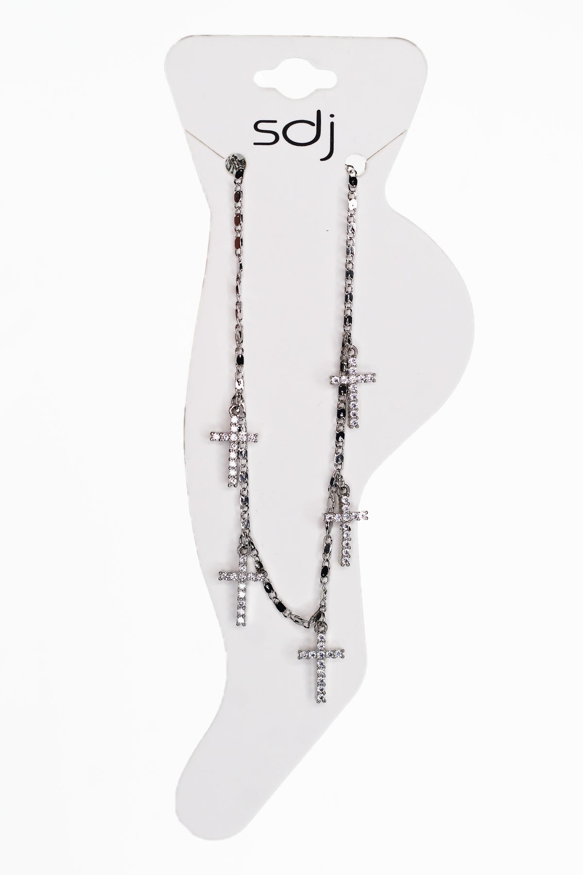 Dangling Pave Cross Charms Anklet