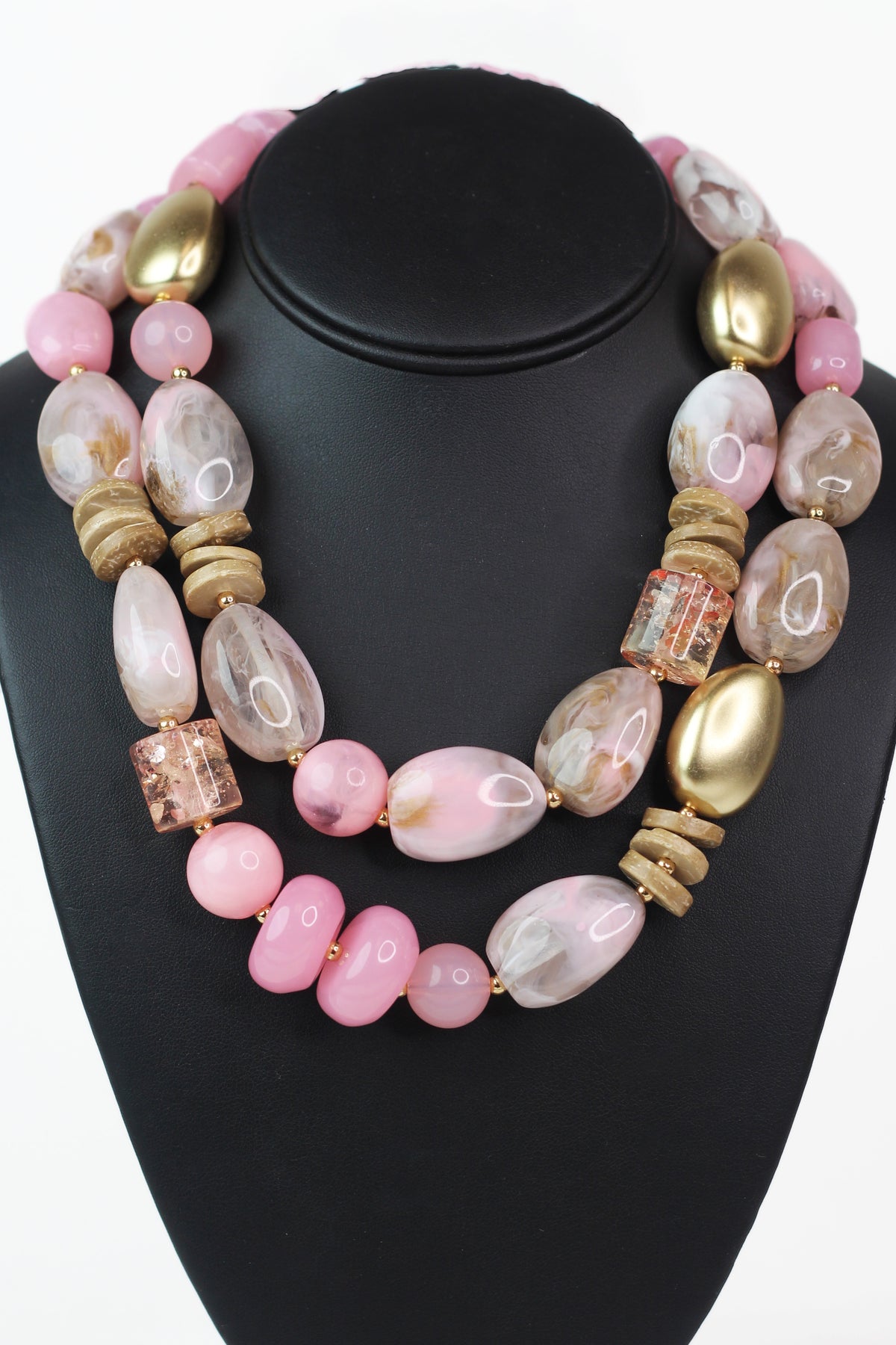 Double Strand Multicolor Acrylic Beads Necklace