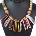 Metal Beads & Multicolor Spikes Statement Necklace