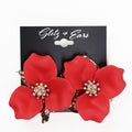 Large Flower Metal Leaf Center Stud Earring