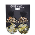 3 Part Clay & Foil Earrings w/ Hammered Metal Center