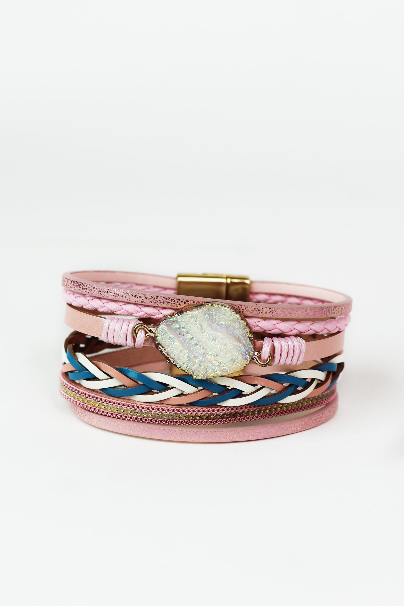 Multi Strand Magnetic Bracelet w/ Stone Center