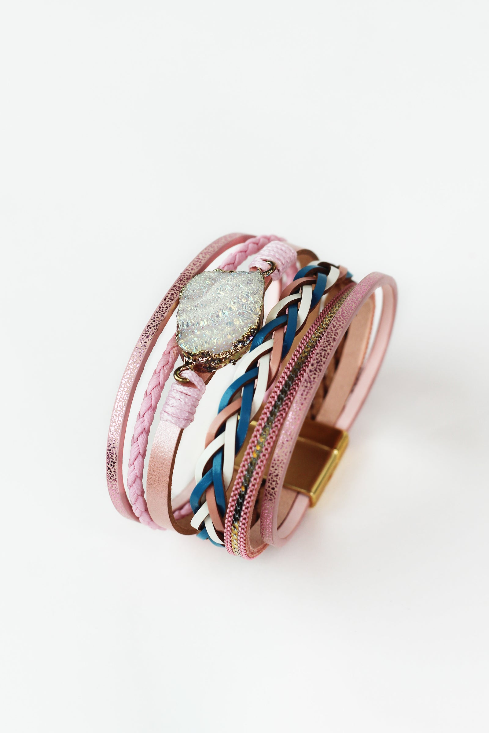 Multi Strand Magnetic Bracelet w/ Stone Center
