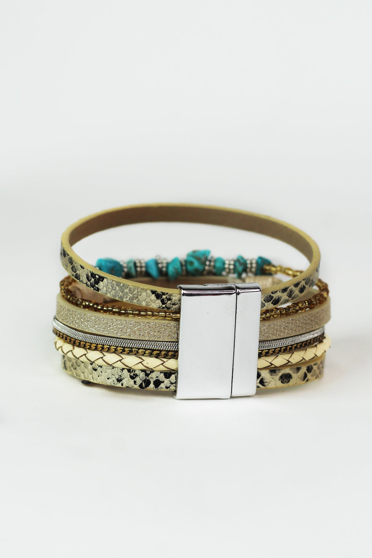 Multi Strand Magnetic Bracelet w/ Feather & Beads