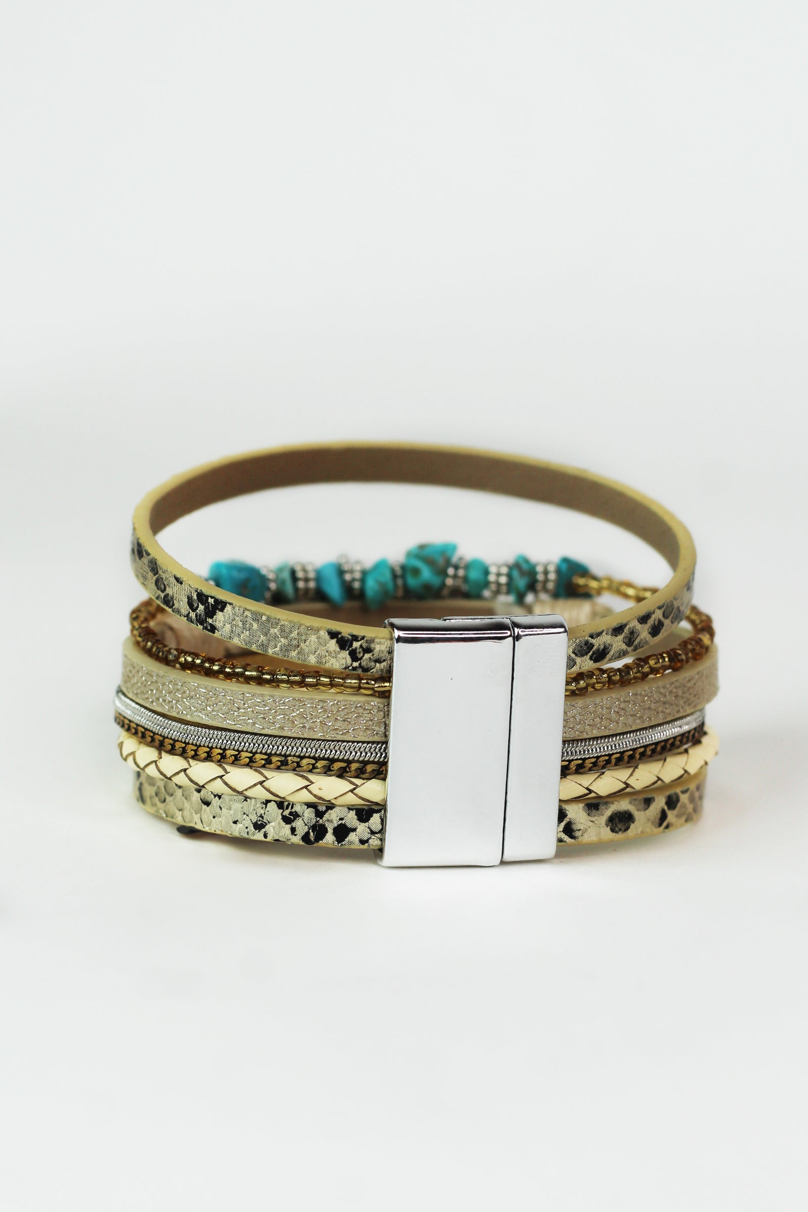 Multi Strand Magnetic Bracelet w/ Feather & Beads