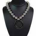 Metal Chunky Beads & Open Circle Necklace