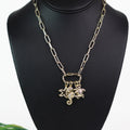 Pave Accented Starfish Seahorse Turtle & Anchor Chain Necklace