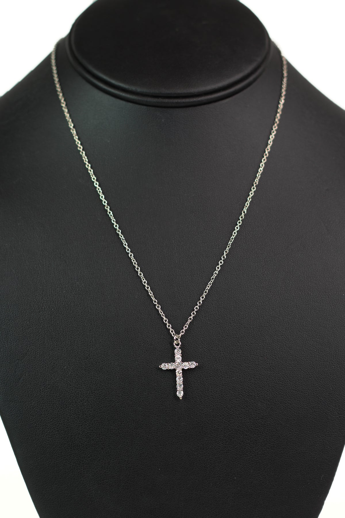 Single Row Rhinestone Cross Dainty Chain Necklace