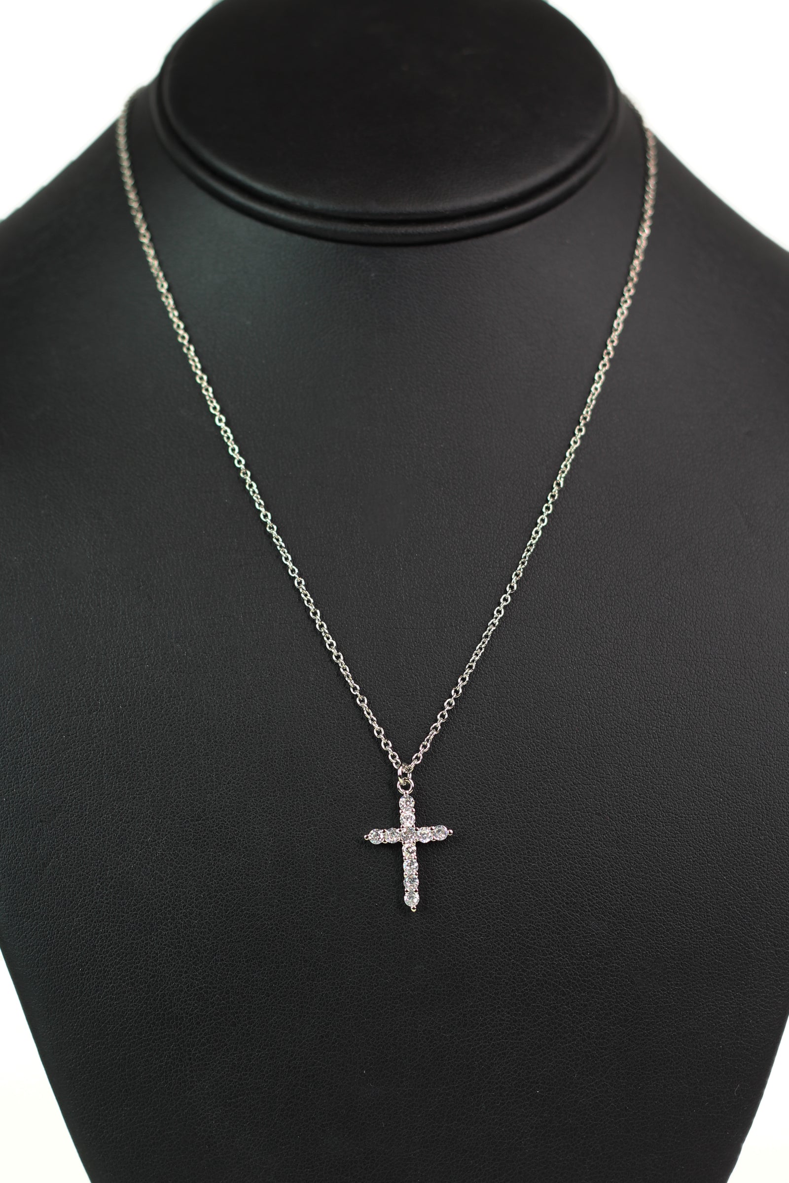 Single Row Rhinestone Cross Dainty Chain Necklace