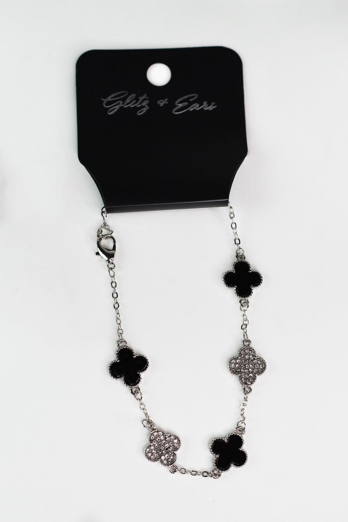 5 Spaced Clovers w/ Pave Accents Bracelet