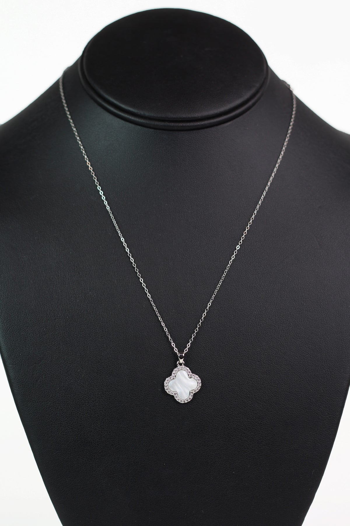 Pave Trimmed Clover Dainty Chain Necklace