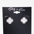 Pave Trimmed Clover Stud Earrings