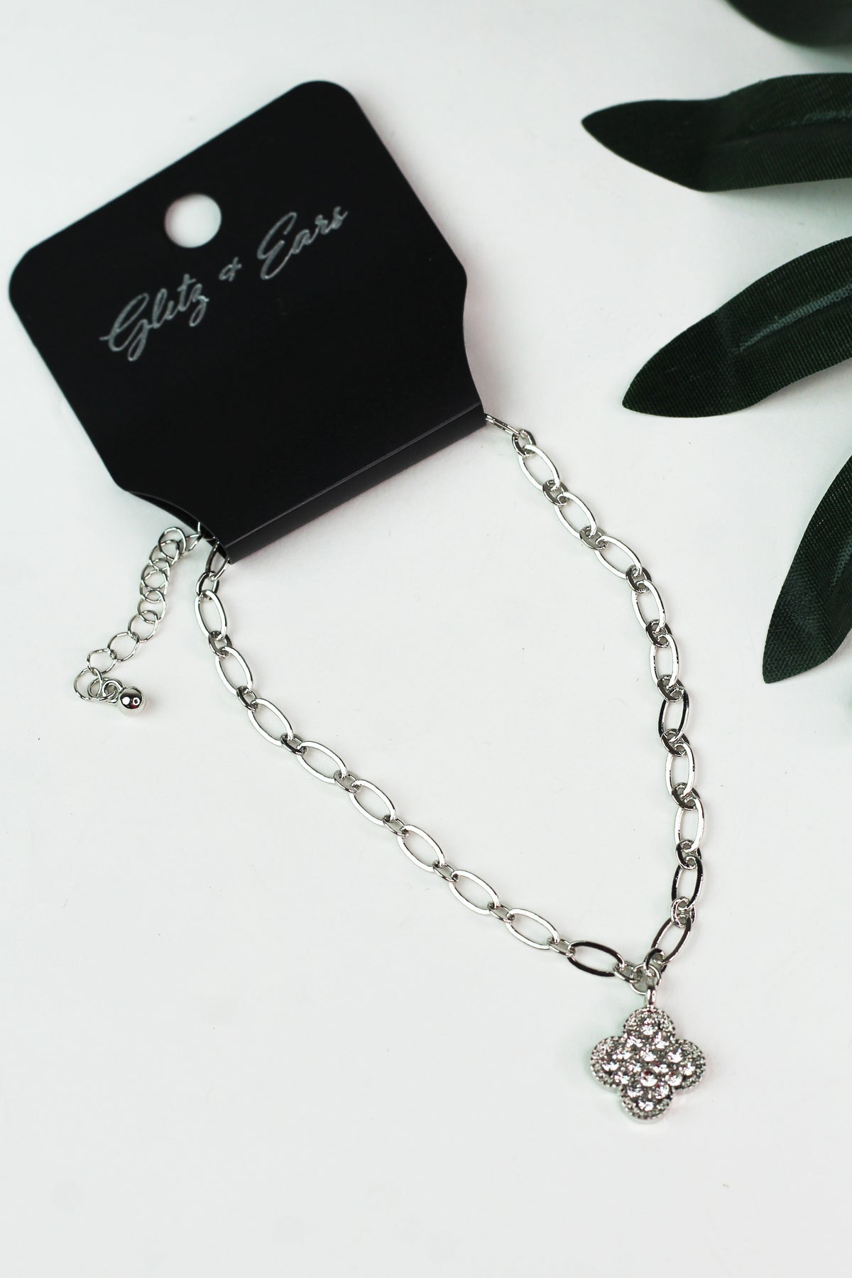 Pave Clover Chain Anklet