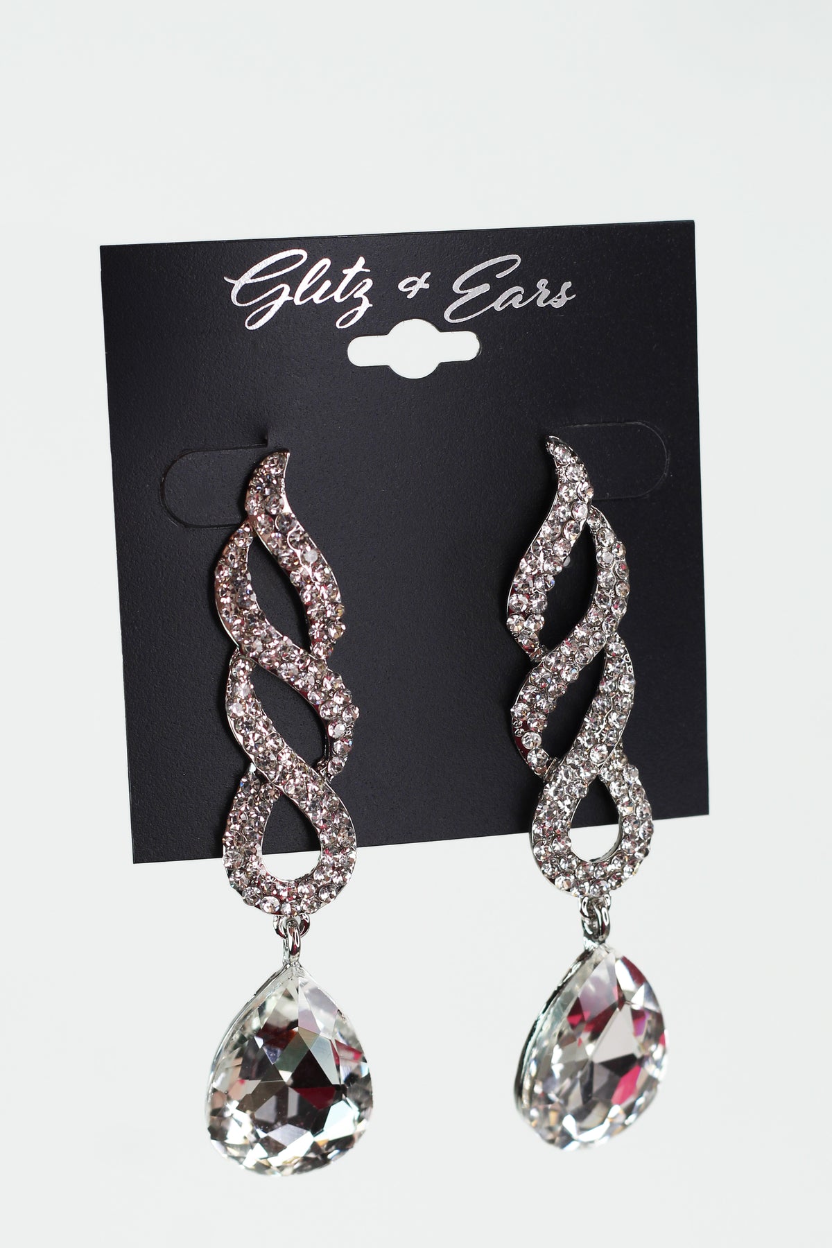 Rhinestone Twist Almond Drop Earrings