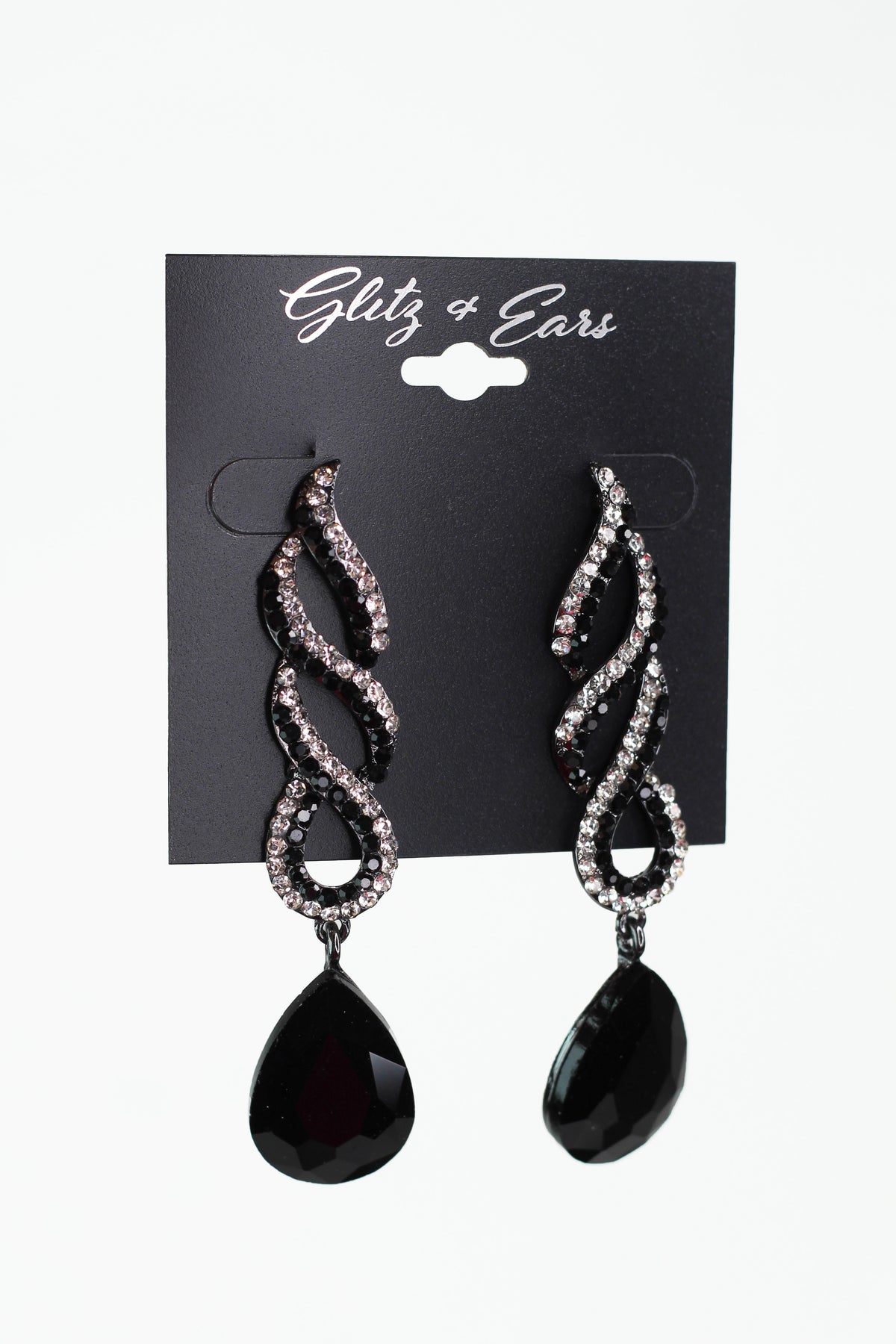 Rhinestone Twist Almond Drop Earrings