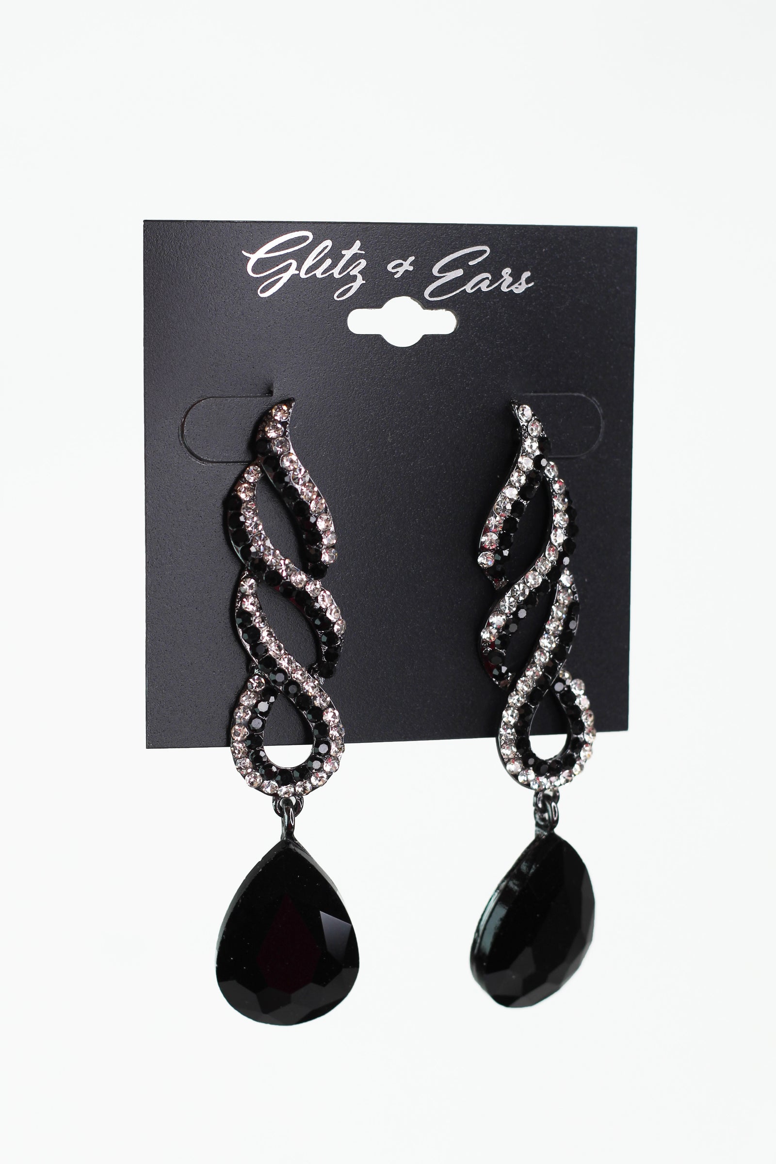 Rhinestone Twist Almond Drop Earrings
