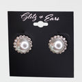 Large Pearl w/ Rhinestone Outer Stud Earrings