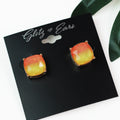 X-Large Square Rounded Edge Rhinestone Stud Earrings